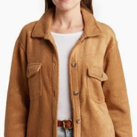 NWT Thread & Supply Jacket Womens XL Toasted Coconut Polar Fleece Shacket - Picture 1 of 13